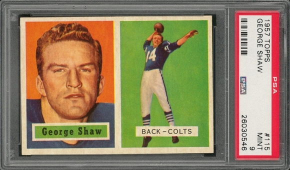 1957 Topps Football #115 George Shaw – PSA MINT 9 "1 of 3!"